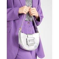 Leather Metallic Buckle Detail Shoulder Bag