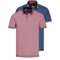 JACK & JONES 2 Pack Slim Fit Pure Cotton Tipped Polo Shirts Red Mix