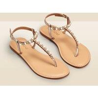 Leather Sparkle Flat Toe Thong Sandals