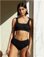 Albaray Ribbed Square Neck Bikini Top Black