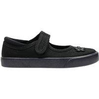 Clarks Kids' Canvas Floral Riptape Plimsolls (7 Small - 4 Large) Black