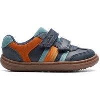 Kids Leather Riptape Striped Trainers (3 Small - 6 Small)