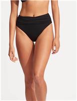 Seafolly Collective High Waisted High Leg Bikini Bottoms Black