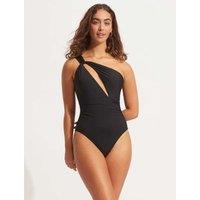 Collective Padded Cut Out One Shoulder Swimsuit