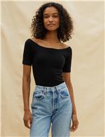 Albaray Cotton Rich Bardot Top Black