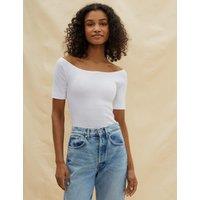 Albaray Cotton Rich Bardot Top White