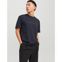 JACK & JONES Relaxed Fit Pure Cotton Logo Print T-Shirt Navy