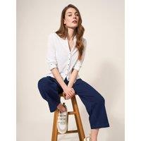 Cotton Rich Wide Leg Cropped Trousers