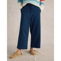 White Stuff Cotton Rich Wide Leg Cropped Trousers Blue Denim