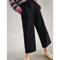 White Stuff Cotton Rich Wide Leg Cropped Trousers Black