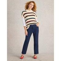 White Stuff Cotton Rich Slim Fit Ankle Grazer Trousers Navy