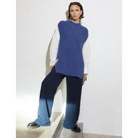 Pure Cotton Ribbed Funnel Neck Knitted Vest