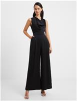 French Connection Satin Sleeveless Wide Leg Jumpsuit Black