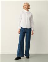 Cotton Rich Collared Frill Detail Shirt
