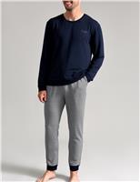 Ted Baker Jersey Cuffed Pyjama Bottoms Navy Mix
