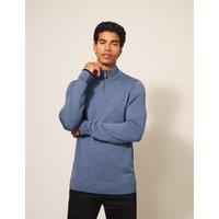 Pure Merino Wool Funnel Neck Half Zip Jumper