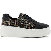 Dune London Leather Lace Up Chunky Trainers Black Mix
