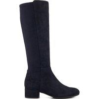 Dune London Suede Block Heel Knee High Boots Navy