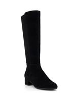 Dune London Suede Block Heel Knee High Boots Navy