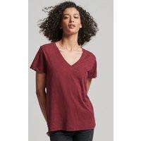 Superdry & Co Cotton Rich V-Neck Relaxed T-Shirt Burgundy