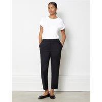 Cotton Blend Slim Fit Cropped Trousers