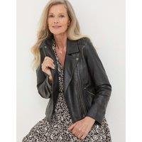 Leather Collared Biker Jacket