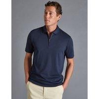 Pure Cotton Jersey Half Zip Polo Shirt