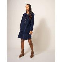 Cord Round Neck Knee Length Shift Dress