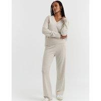 Chinti & Parker Wool Rich Wide Leg Relaxed Joggers with Cashmere Oatmeal