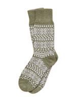 Celtic & Co. Merino Wool Rich Fair Isle Ankle High Socks Green Mix