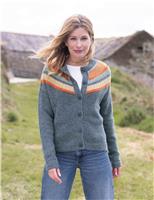 Celtic & Co. Pure Wool Crew Neck Cardigan Indigo Mix