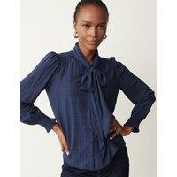 Checked Tie Neck Blouse