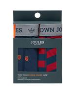 Joules 2 Pack Cotton Rich Crest & Striped Boxers Navy Mix