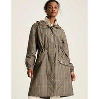 Joules Waterproof Checked Lightweight Raincoat Brown Mix