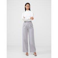 French Connection Pleat Front Straight Leg Trousers Grey