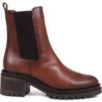 Jones Bootmaker Leather Chelsea Block Heel Ankle Boots Brown