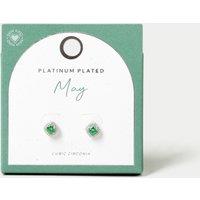 Platinum Plated Cubic Zirconia May Birthstone Stud Earring