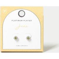 Platinum Plated Cubic Zirconia June Birthstone Stud Earring