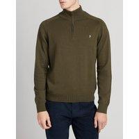 Cotton Funnel Neck Half Zip Jumper