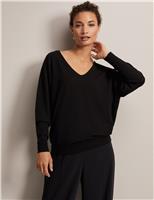 Phase Eight V-Neck Relaxed Jumper Black