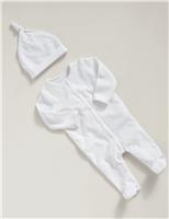 Mamas & Papas Cloud Velour All In One With Hat (6lbs-1 Yrs) White