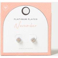 Platinum Plated Cubic Zirconia November Birthstone Stud Earring