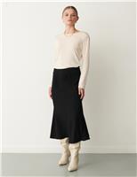 Finery London Crepe Midaxi A-Line Skirt Black