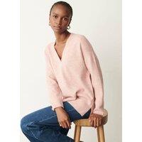 Ribbed V-Neck Relaxed Jumper