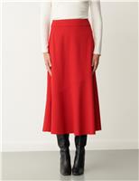 Finery London Ponte Jersey Seam Detail Midi A-Line Skirt Blue