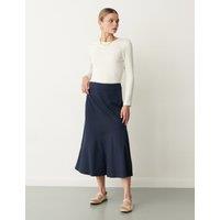 Finery London Ponte Jersey Seam Detail Midi A-Line Skirt Blue