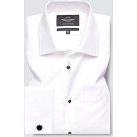 Hawes & Curtis Classic Fit Easy Iron Pure Cotton Textured Dinner Shirt White