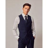 Hawes & Curtis Slim Fit Pure Wool Twill Waistcoat Dark Blue