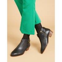 Jones Bootmaker Leather Block Heel Ankle Boots Black