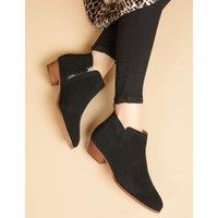 Suede Block Heel Round Toe Ankle Boots